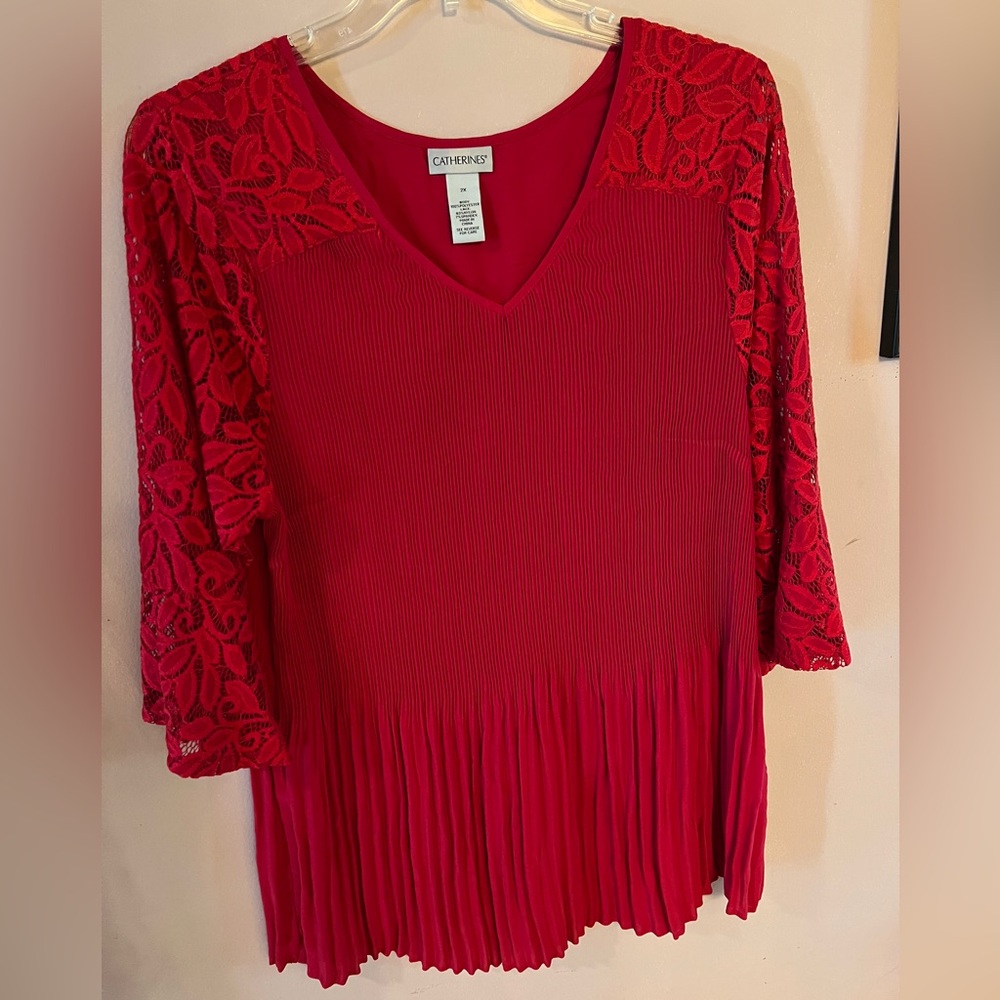 Gorgeous festive bright red top by Catherines.